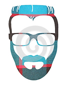 Graphic Image of Plaid Male Hipster Head