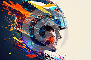 graphic image of race car driver in formula one racing competitions, generative ai