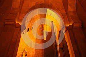 Graphic of King Hassan II Mosque archway during the Night time in Casablanca, Morocco,Africa