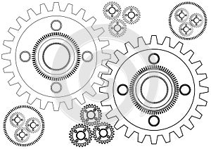 Graphic Linear Pattern Engineering Gear Wheel Circle Illustration