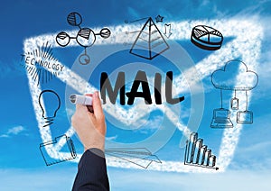 graphic about mail with hand writing it