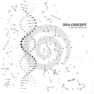 Graphic model molecule DNA. Molecular background. Vector illustration