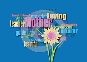 Graphic Mothers Day word montage with flower