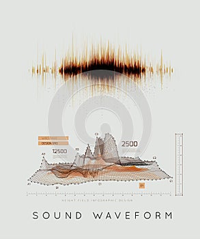 Graphic musical equalizer, sound waves, on a light gray background