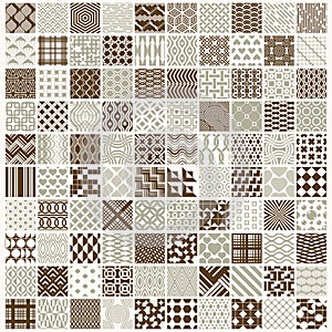 Graphic ornamental tiles collection, set of vector repeated patterns. 100 vintage art abstract textures can be used as wallpapers.