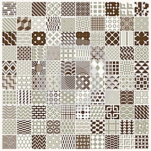 Graphic ornamental tiles collection, set of vector repeated patterns. 100 vintage art abstract textures can be used as wallpapers.