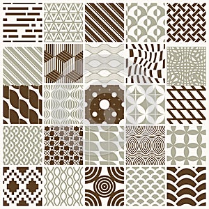 Graphic ornamental tiles collection, set of vector repeated patterns. 25 vintage art abstract textures can be used as wallpapers.