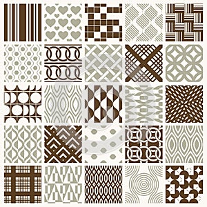 Graphic ornamental tiles collection, set of vector repeated patterns. 25 vintage art abstract textures can be used as wallpapers.