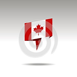 Graphic representation of the location designation in the origami style with a flag CANADA on a gray background