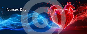 Graphic representation of National Nurses Day with a heart and ECG line, celebrating the dedication and compassion of nursing