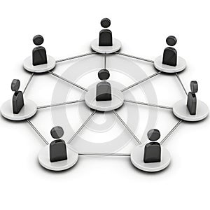 Global Network Connection: Seven People Connected