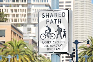 Share Path street sign for bicycle riders and pedestrians