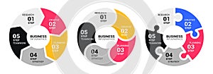 Graphic Round Chart Infographic Template with a Five Steps for Success. Business Circle Template with Options for Brochure