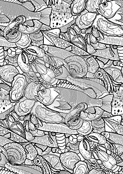 Graphic seafood pattern