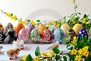 Graphic showing the preparation of Easter eggs and other Easter decorations.