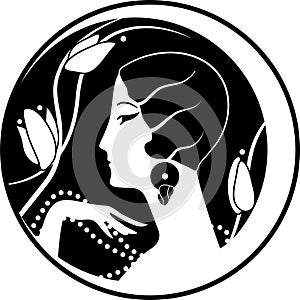 Graphic silhouette of a art deco woman