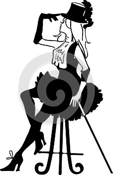 Graphic silhouette of a cabaret woman