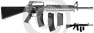 Graphic silhouette modern automatic american rifle