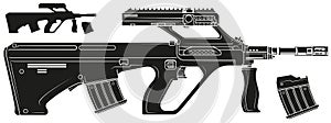 Graphic silhouette modern automatic bullpup rifle