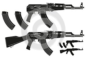 Graphic silhouette modern automatic russian rifle