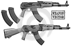 Graphic silhouette modern automatic russian rifle