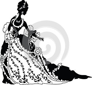 Graphic silhouette of a rococo woman