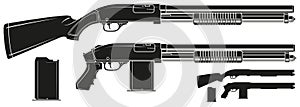 Graphic silhouette shotgun rifle with ammo clip