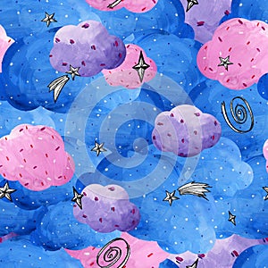 Graphic stars in a gouache background. Hand-drawn clipart for art work and weddind design.