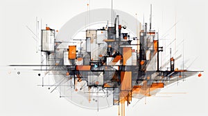 Abstract Architecture: A Majestic City Portrait In Orange And Gray