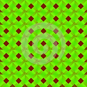 Graphic stylish pattern with dark squares and green rhombuses in a checkerboard pattern