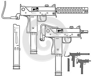 Graphic submachine gun with ammo clip