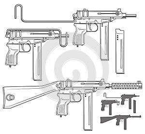 Graphic submachine gun with ammo clip