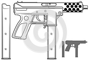 Graphic submachine gun with ammo clip