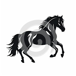 Graphic Symbolism: Black Horse Silhouette On Clean White Background