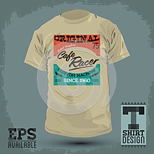 Graphic T- shirt design - Cafe Racer vector emblem