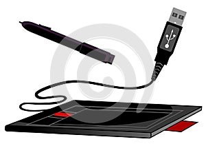 Graphic tablet and pen isolated