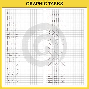 Graphic tasks by cells. Educational games for kids