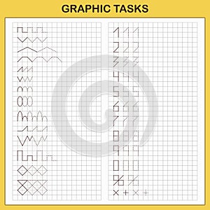 Graphic tasks by cells. Educational games for kids