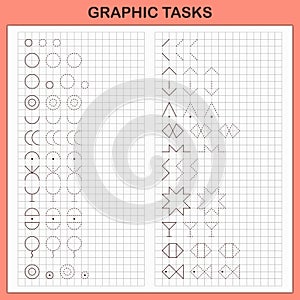 Graphic tasks by cells. Educational games for kids