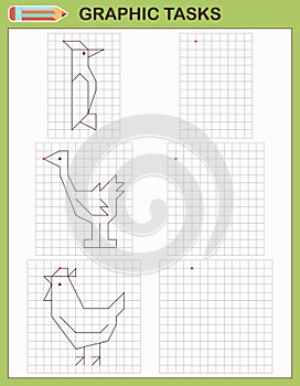 Graphic tasks by cells. Educational games for kids