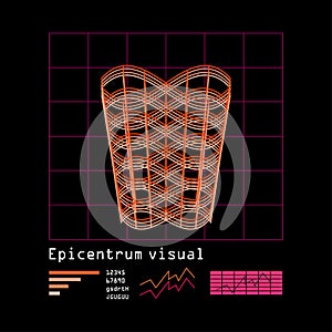 Graphic tee design with visual building and epicenter symbol