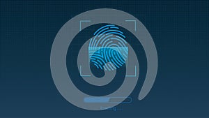 Graphic of a using modern biometric fingerprint scan display with a digital loading bar