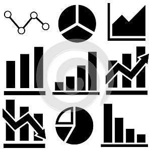 Graphic vector icons set. graphic icon. Analysis illustration symbol collection. photo