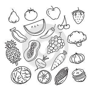 Graphic Veggies and fruits, vector