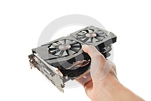 Graphic video card in a hand