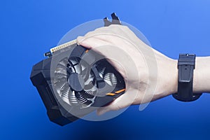 Graphic videocard holding hand