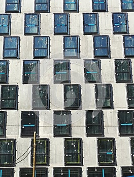 Graphic view of windows on a building under construction