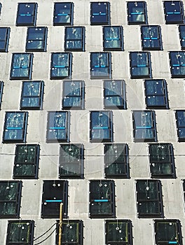 Graphic view of windows and concrete on a building under construction