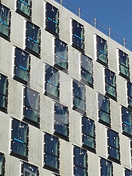 Graphic view of windows and concrete on a new building