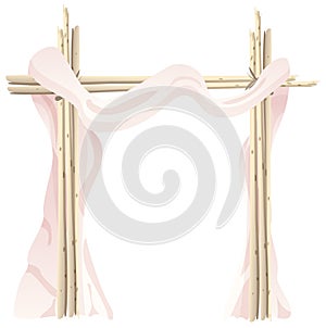 Graphic Wedding ceremony pink curtain frame illustration, gate for wedding decoration